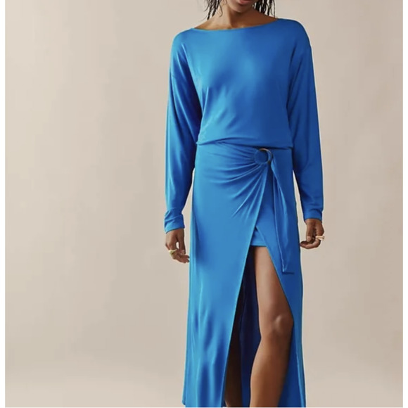 Free People Dresses & Skirts - Free People Alyssa Wrap Dress Blue Extra Small NWT